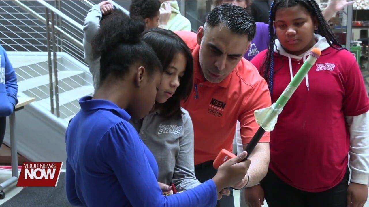 Students at Heir Force Community School take part in some engineering experiments at ONU